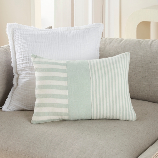 Sage Asymmetrical Stripes Lumbar Pillow