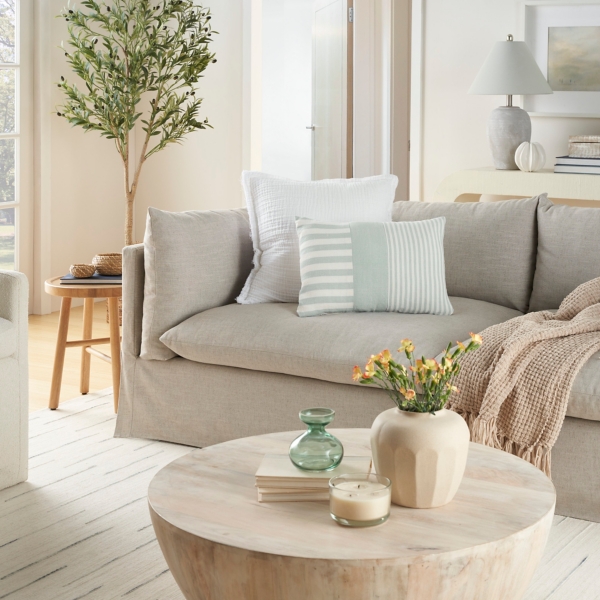 Sage Asymmetrical Stripes Lumbar Pillow