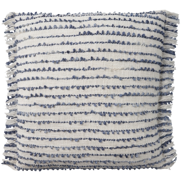 Navy Handstitched Stripes Throw Pillow