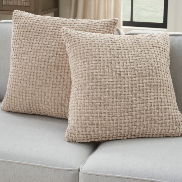 Beige Waffle Knit Chenille Throw Pillows, Set of 2 | Kirklands Home