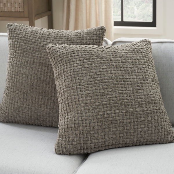 Gray Waffle Knit Chenille Throw Pillows, Set of 2