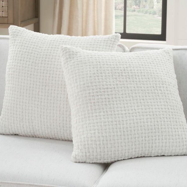 White knit online pillows