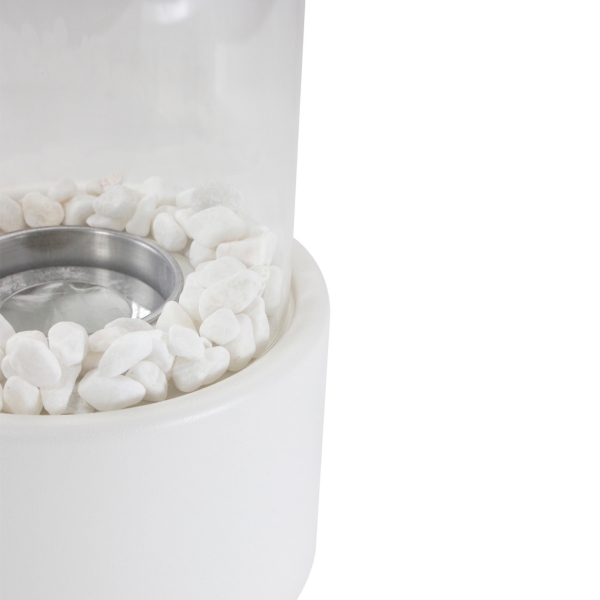 Outdoor Tabletop Fireplace on White Base