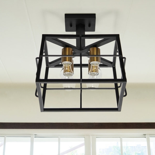 Black Ironhouse Flush Mount Light