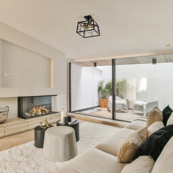 Black Ironhouse Flush Mount Light