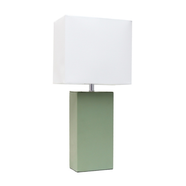 Sage Green Leather Table Lamp