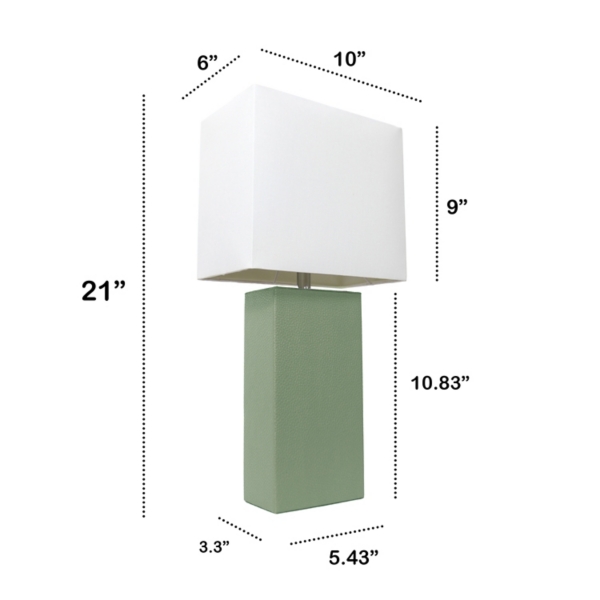 Sage Green Leather Table Lamp
