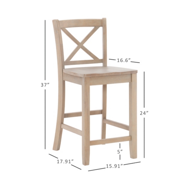 Rustic Natural Graywash X-Back Counter Stool
