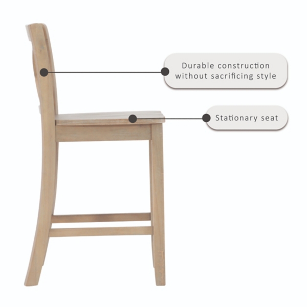 Rustic Natural Graywash X-Back Counter Stool