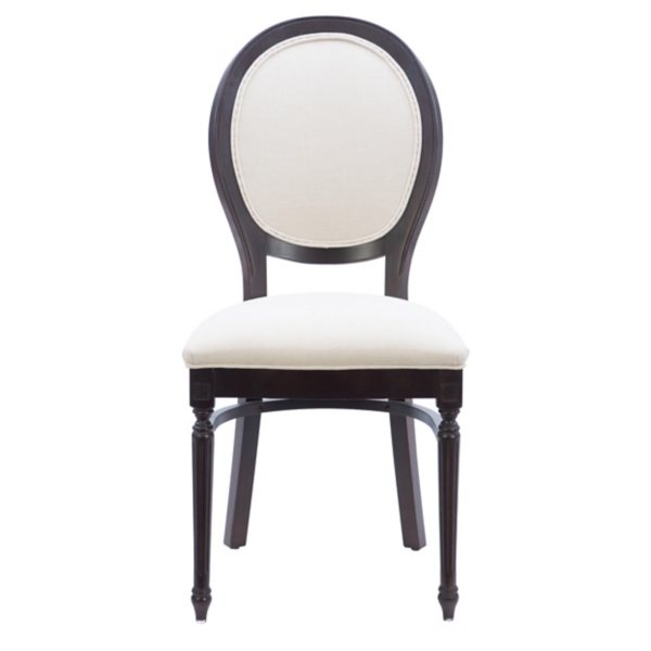 Brown Upholstered Oval Dining Chairs, Set of 2