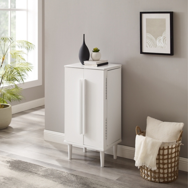 Mid-Century Modern White Jewelry Armoire