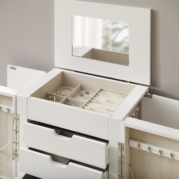 Mid-Century Modern White Jewelry Armoire