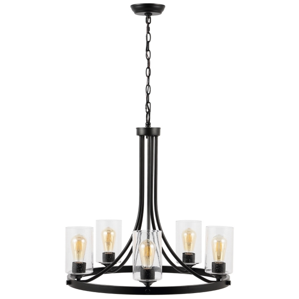 Black Sloped Round Adjustable Chandelier