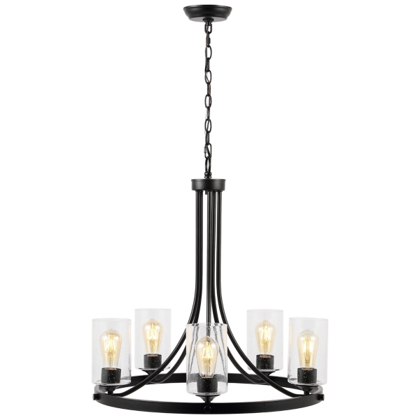 Black Sloped Round Adjustable Chandelier