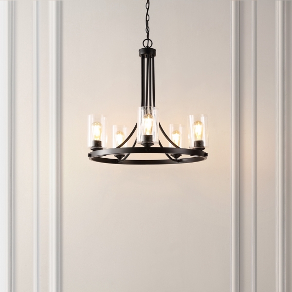 Black Sloped Round Adjustable Chandelier