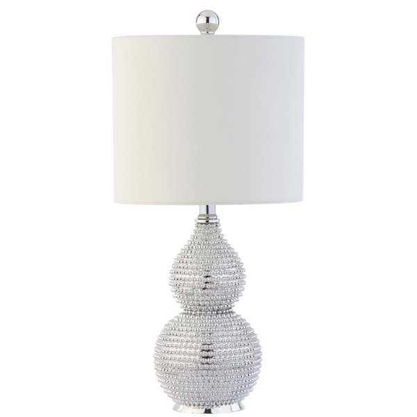 Silver and Chrome Textured Table Lamp