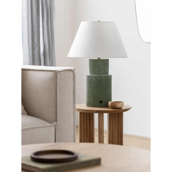 Forest Green Ribbed Table Lamp