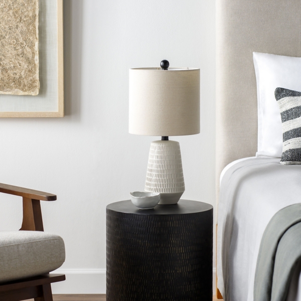 Ivory Modern Etched Table Lamp