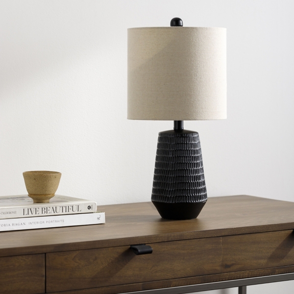 Black Modern Etched Table Lamp