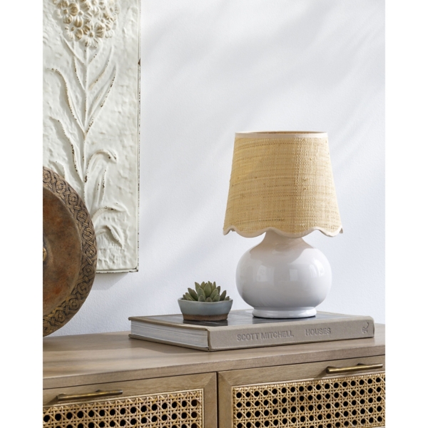 Stella White Diminuta Table Lamp with Woven Shade
