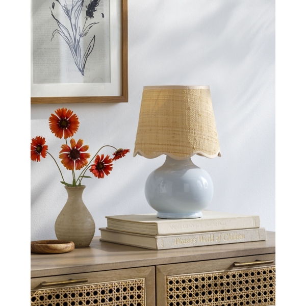 Stella Light Blue Diminuta Woven Shade Table Lamp