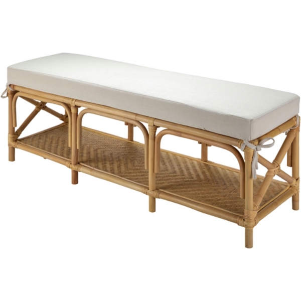 Kaili Natural Rattan Cushioned Bench