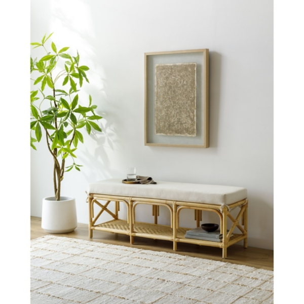 Kaili Natural Rattan Cushioned Bench