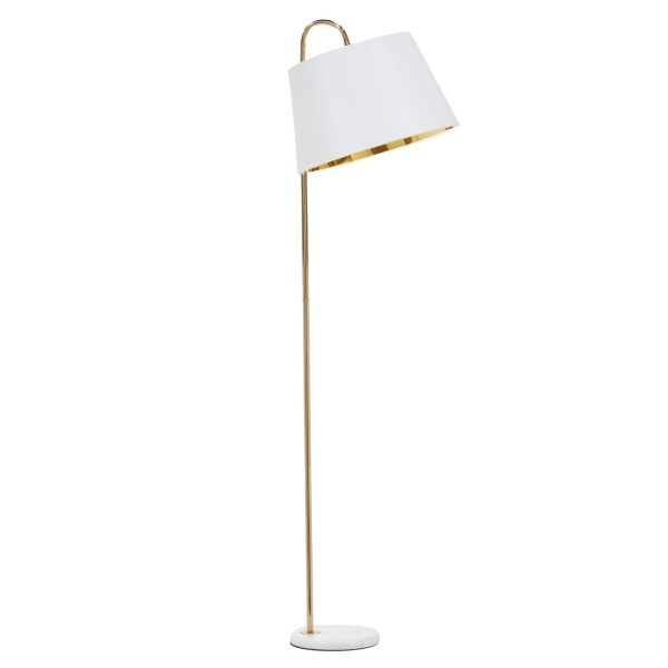 Gold Metal and Faux Silk Shade Floor Lamp