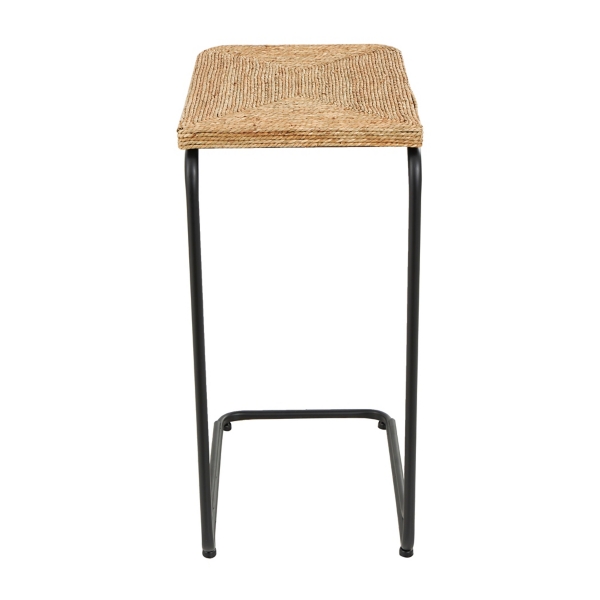 Natural Seagrass and Black Metal C-Table