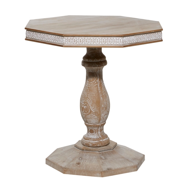 Natural Rustic Wood Octagon Accent Table
