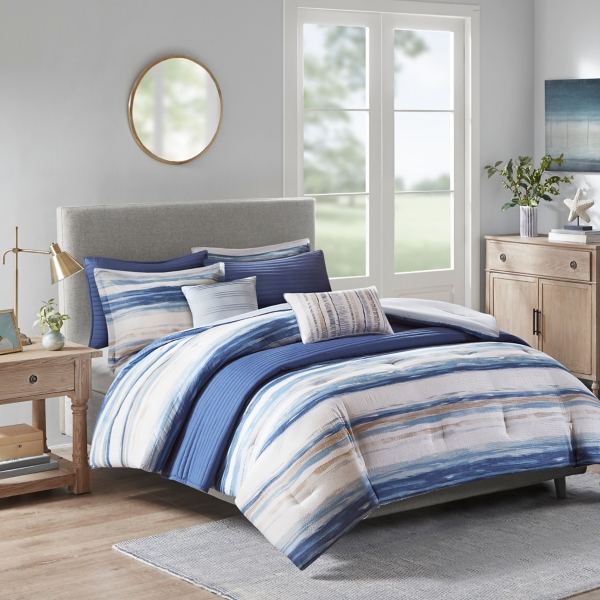 Blue Watercolor 8-pc. Full/Queen Comforter Set