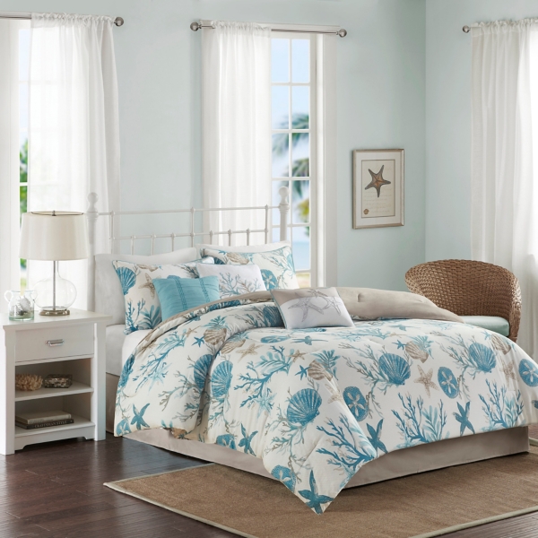 Aqua Coastal 7-pc. Queen Comforter Set