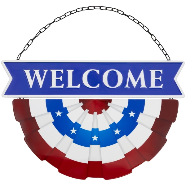 Welcome Patriotic Bunting Wall Plaque