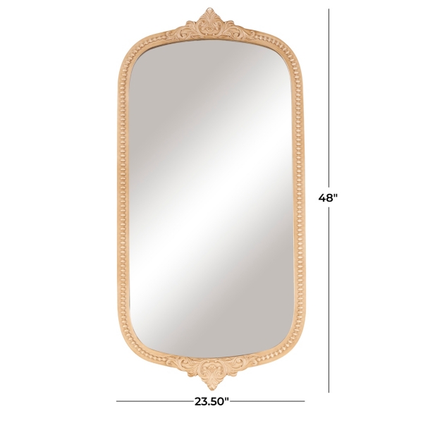 Gold Beaded Scroll Frame Wall Mirror