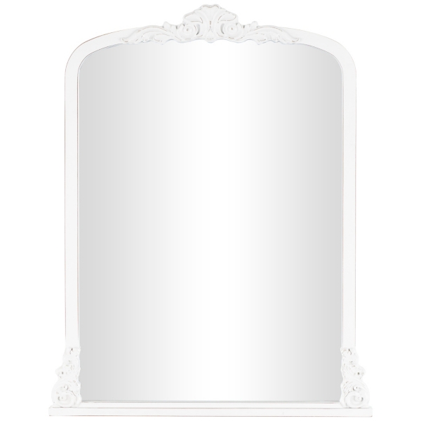 White Scroll Arched Rectangle Wall Mirror