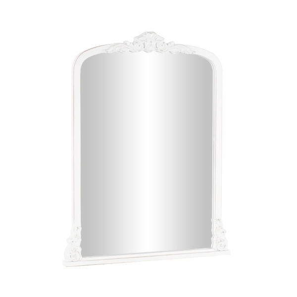 White Scroll Arched Rectangle Wall Mirror