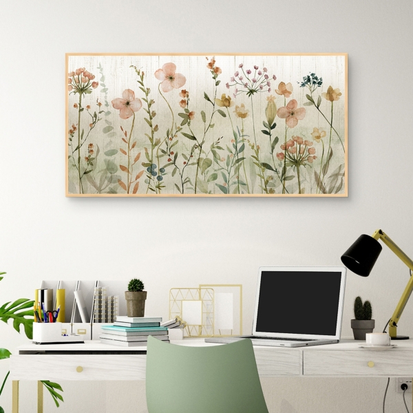 Fall Flower Sketch Framed Canvas Print