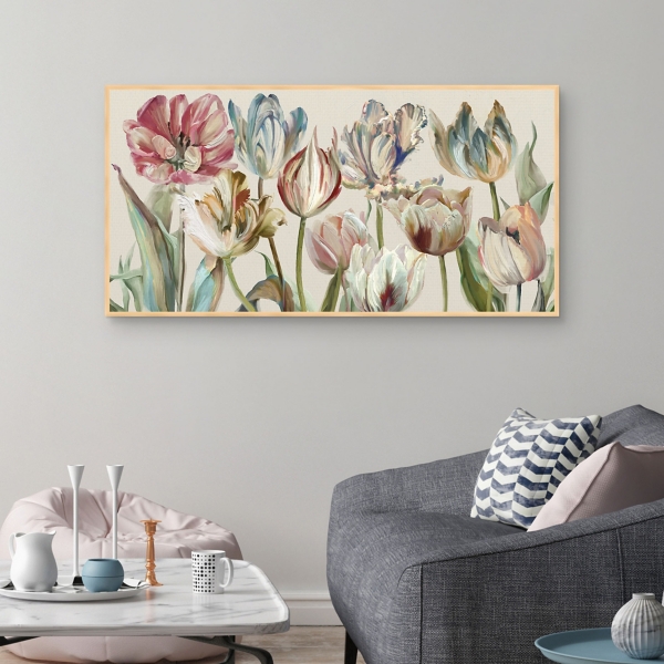 Parrot Tulips Framed Canvas Art Print