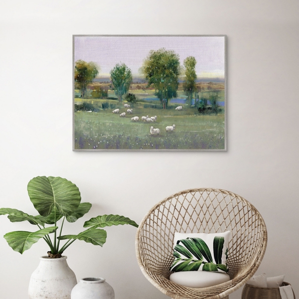Field of Sheep Framed Canvas Art Print