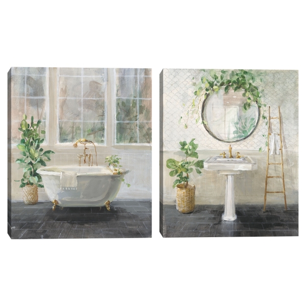 Simple Pleasures Bath Canvas Art Prints, Set of 2 | Kirklands Home