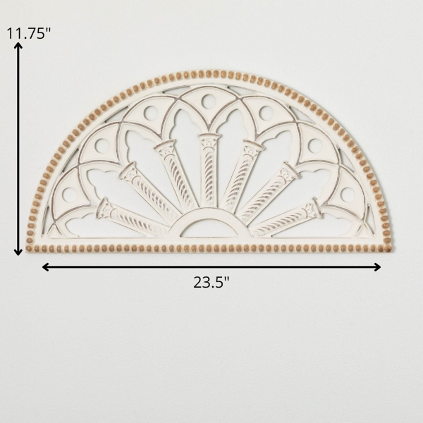 White Medallion Arch Wood Wall Plaque