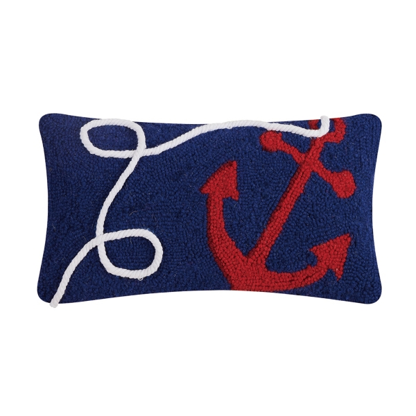 Blue Anchor and Rope Hooked Lumbar Pillow Kirklands Home
