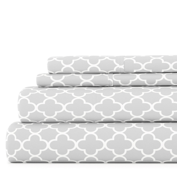 Gray Quatrefoil 4-pc. Full Sheet Set