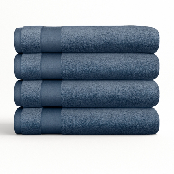 Navy Blue Essential Cotton Bath Towels, Set of 4 Kirklands Home