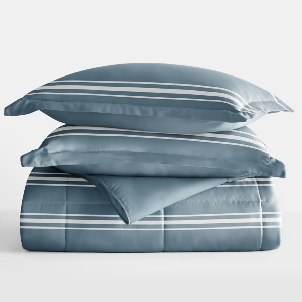 Blue Striped Reversible 3-pc. Queen Comforter Set | Kirklands Home