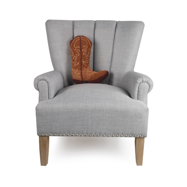 Brown Cowboy Boot Hooked Pillow