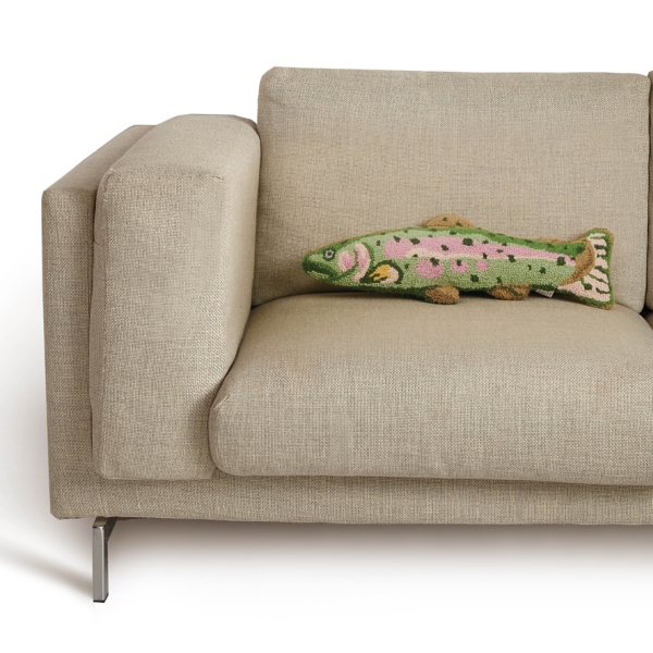 Trout Shaped Hooked Wool Pillow