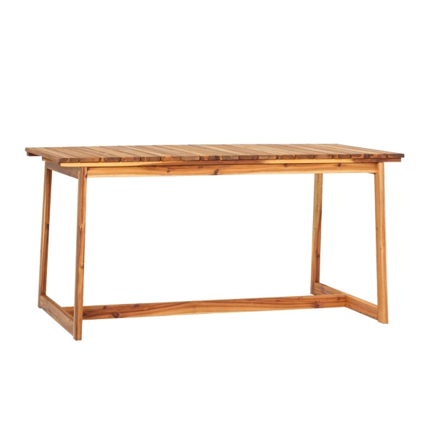 Natural Wood Slatted Box Leg Outdoor Dining Table