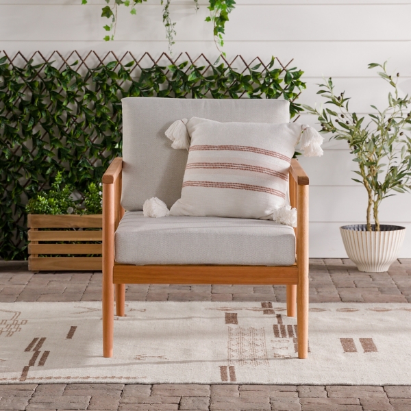 Natural Eucalyptus Wood Outdoor Accent Chair
