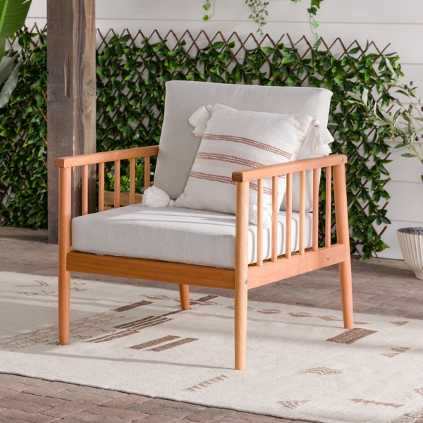 Natural Eucalyptus Wood Outdoor Accent Chair